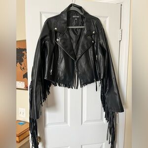 Dollskill/current mood fringe leather jacket